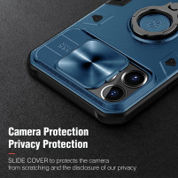 Луксозен HYBRID гръб Nillkin Cam Shield ARMOR CASE за Apple iPhone 13 Pro син 
